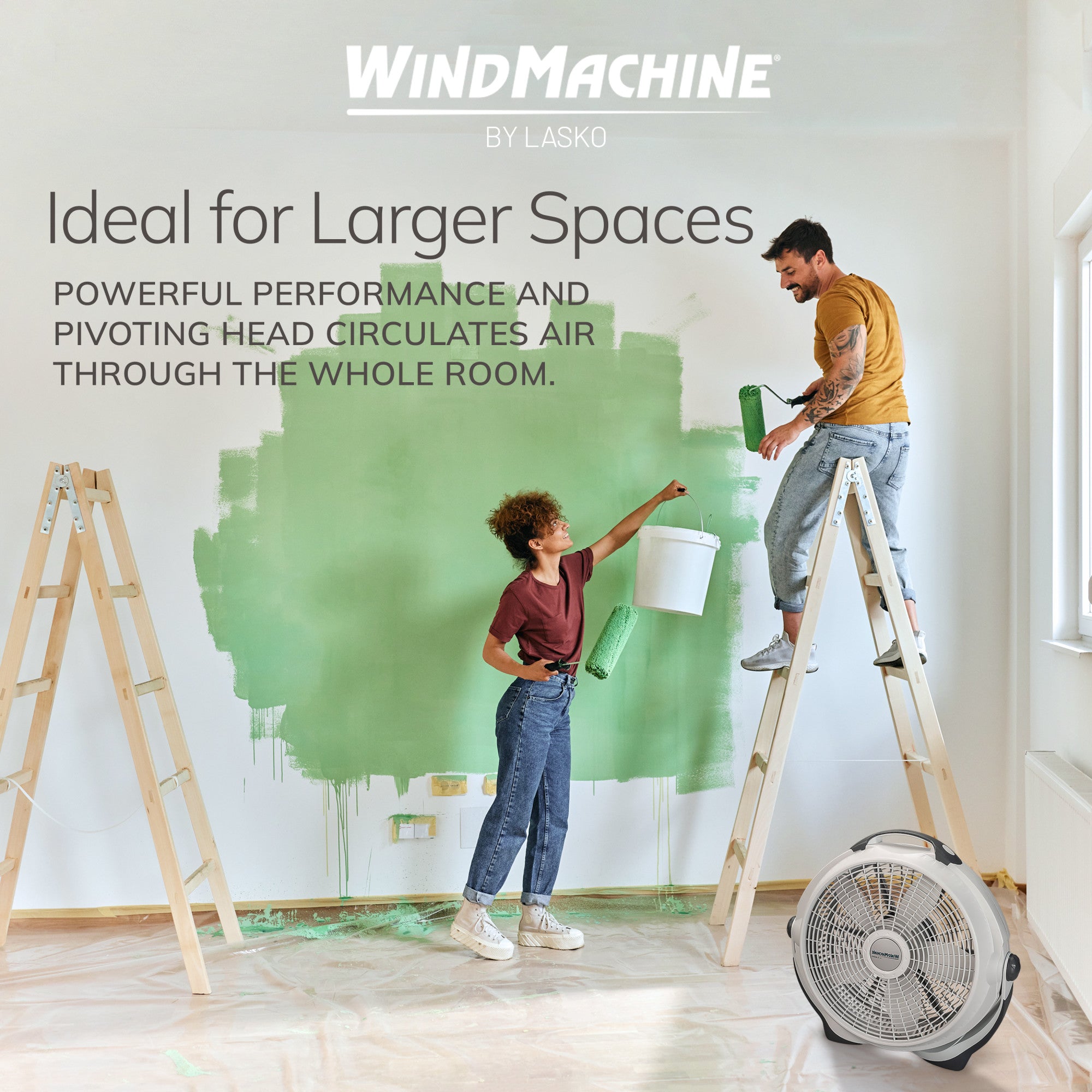 Lasko Wind Machine 20 Air Circulator Fan: 3-Speed. Pivoting. Gray - Image 6