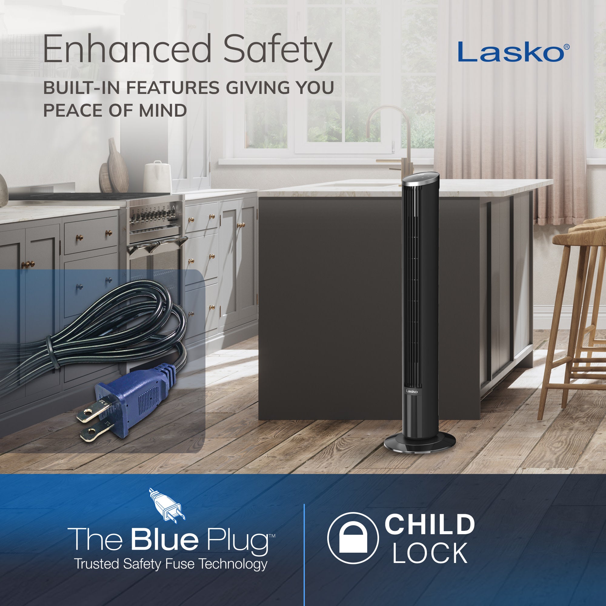 Lasko 42 DC Tower Fan: Oscillating. 12-Speed. Remote. Timer. Black - Image 8