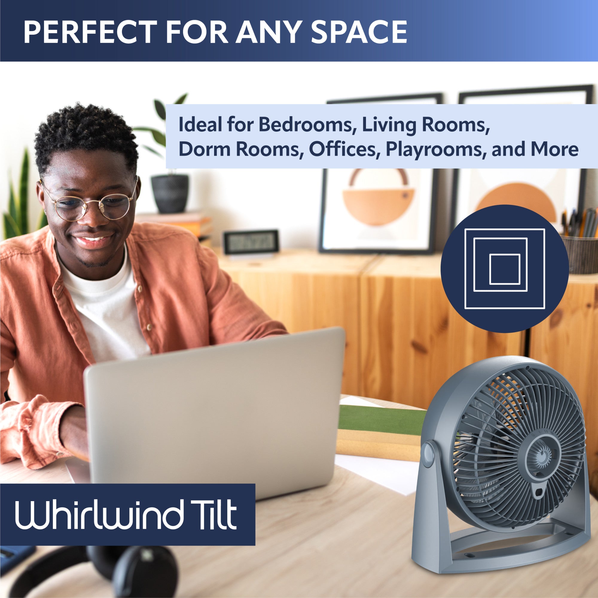 Lasko Whirlwind Tilt 12 Table Fan: Wall Mount. 3-Speed. Slate - Image 4