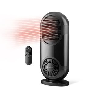 Lasko Motion X 27 Ceramic Console Space Heater: Dual Oscillation. 3 Heat Settings. Remote. Timer. Tip-Over Switch. Child Lock. Thermostat. Black