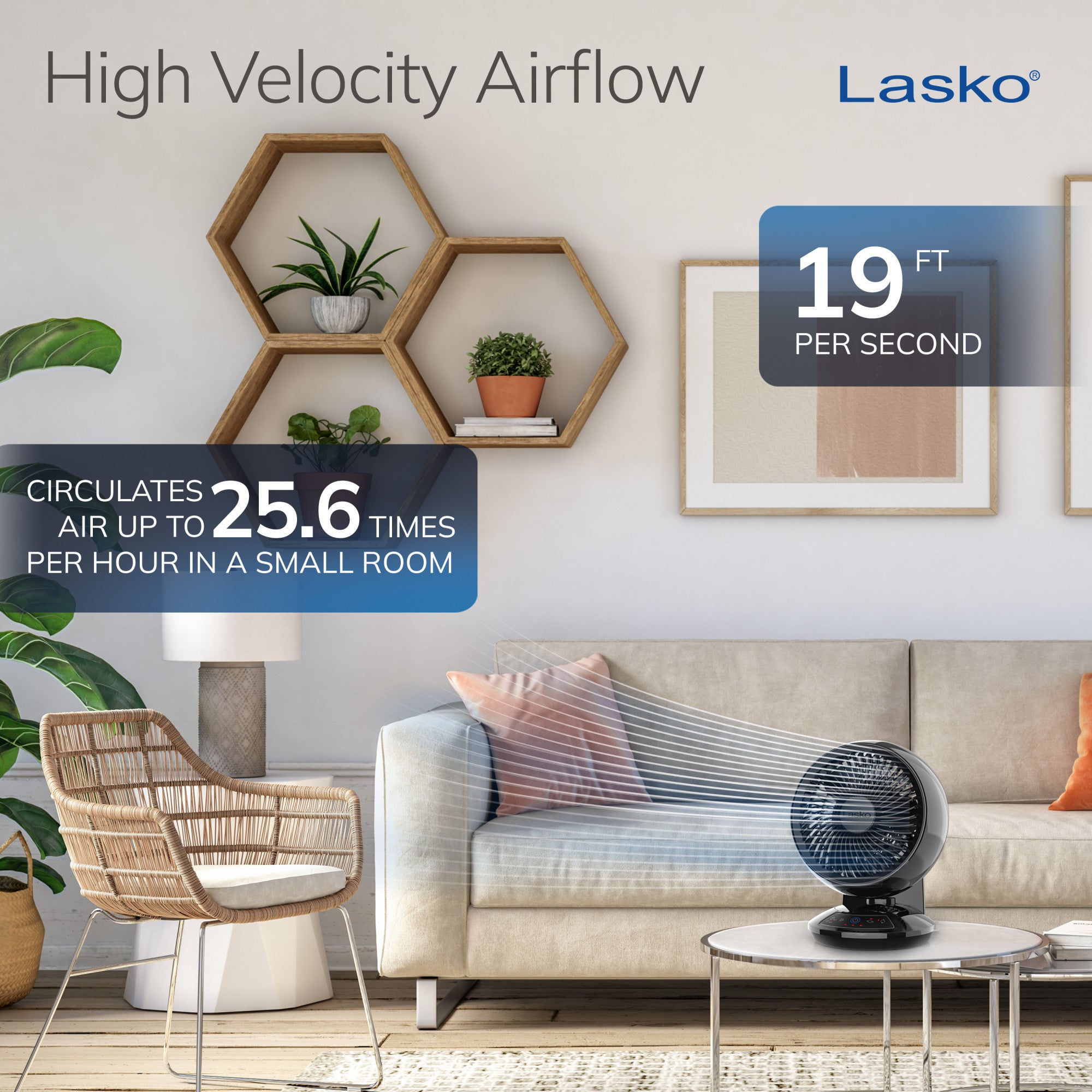 Lasko Whirlwind 7 Table Fan: Dual Oscillation. 3-Speed. Remote. Black - Image 6
