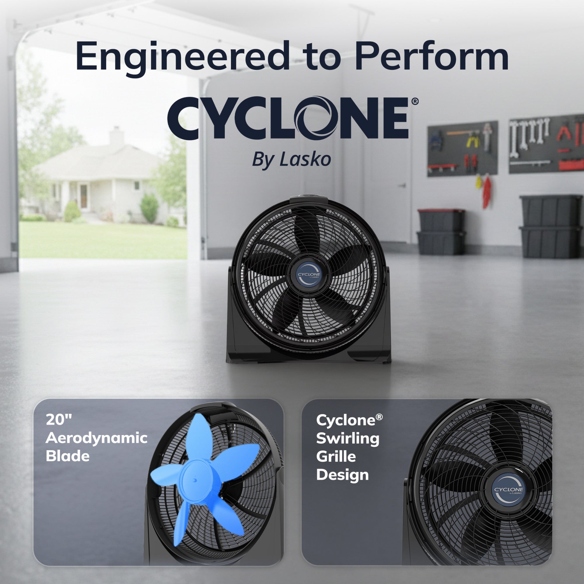 Lasko Cyclone 20 Air Circulator Fan: Wall Mount. 4-Speed. Remote. Black - Image 3