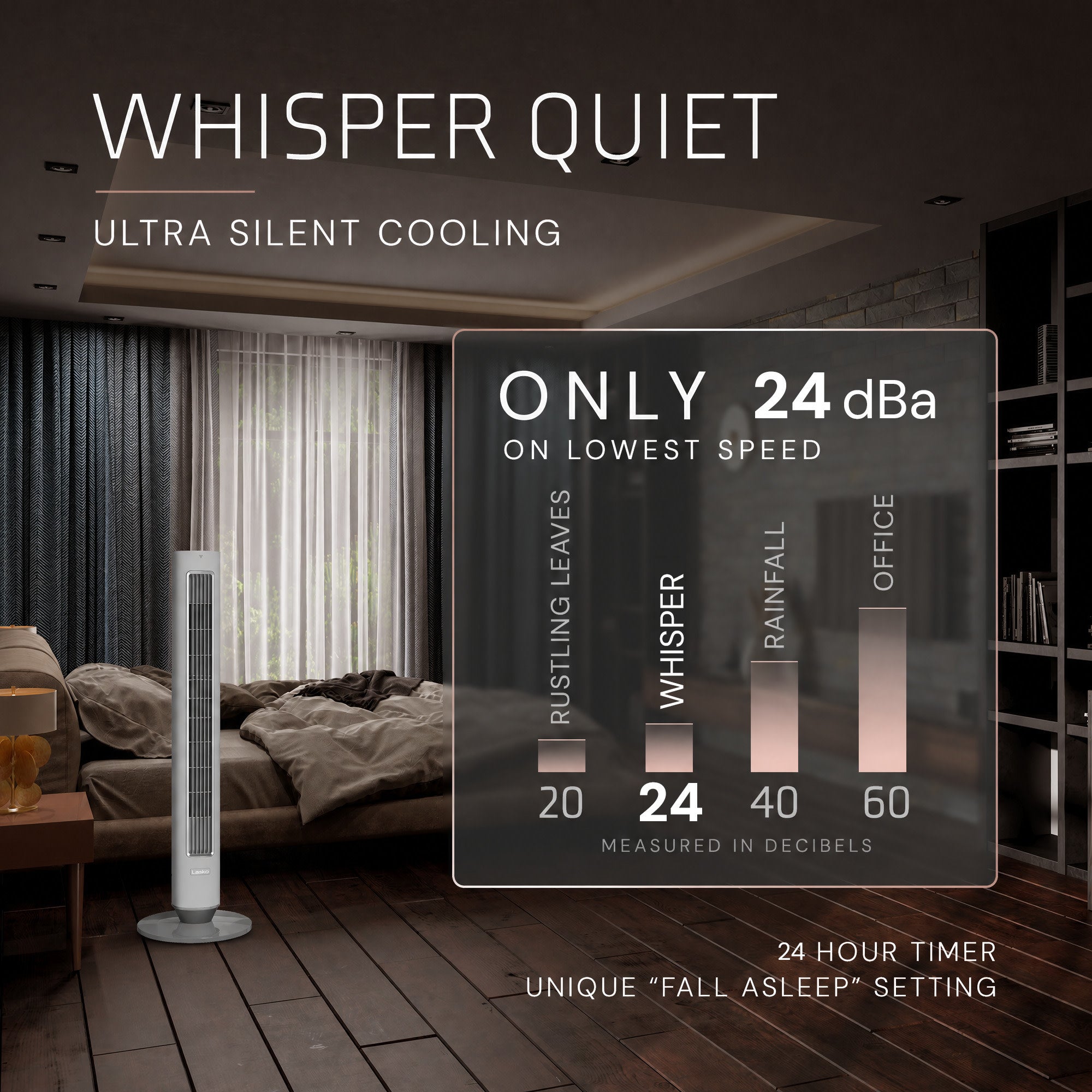Lasko Pinnacle 40 DC Tower Fan: Oscillating. 12-Speed. Remote. Timer. Gray - Image 4