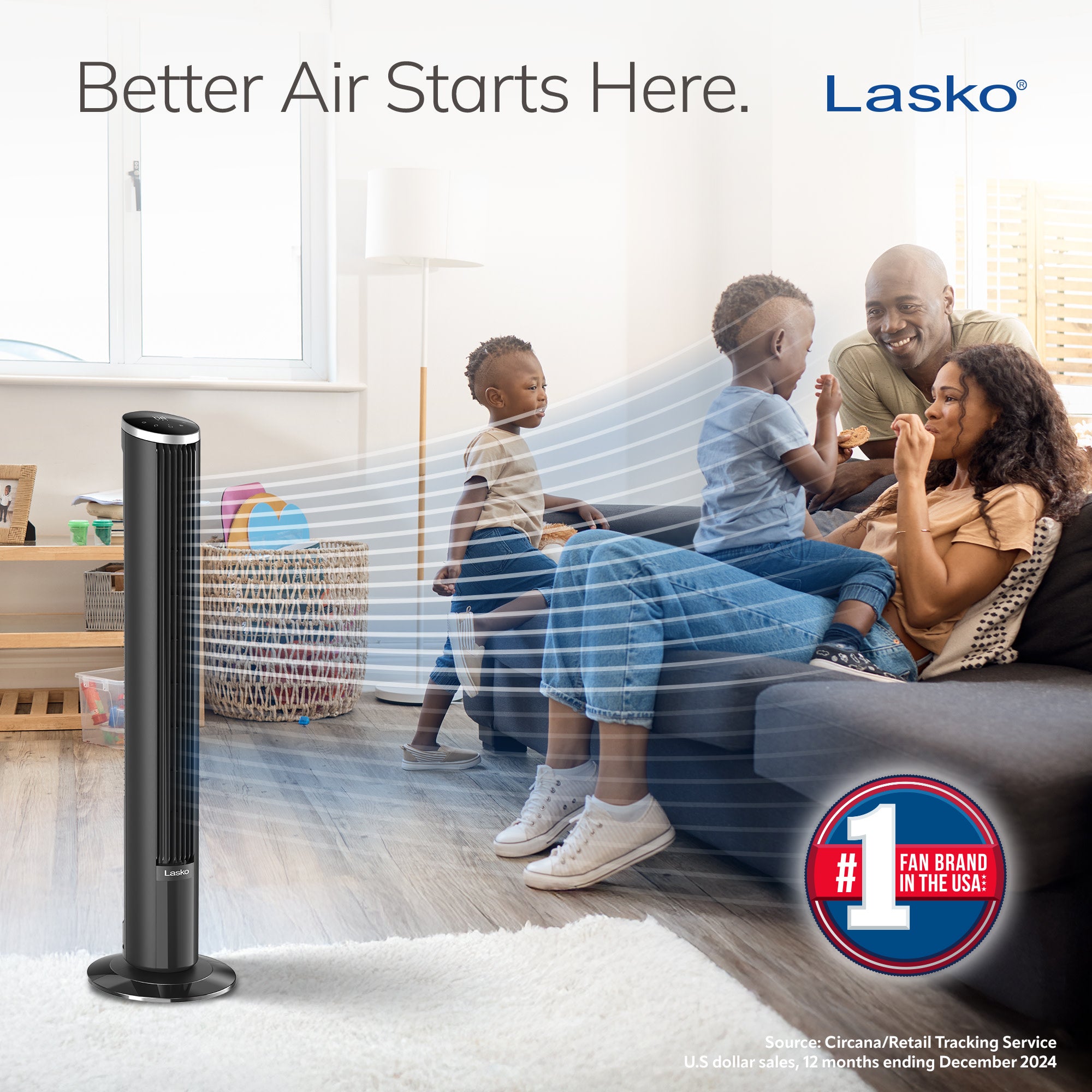 Lasko 42 DC Tower Fan: Oscillating. 12-Speed. Remote. Timer. Black - Image 9