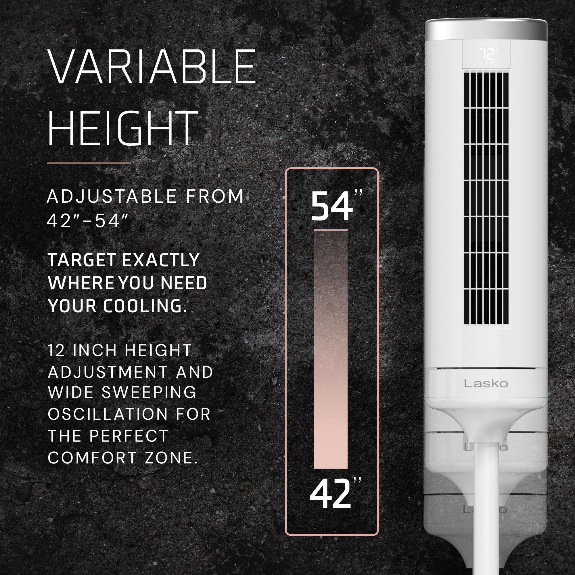 Lasko Elevation 54 DC Pedestal Tower Fan: Oscillating. 8-Speed. Remote. White - Image 5