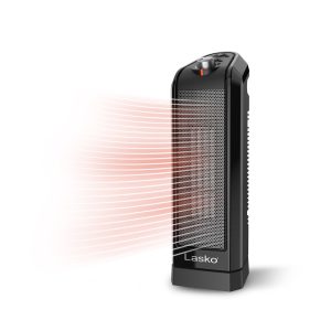 Lasko 16 Ceramic Tower Space Heater: Oscillating. 2 Heat Settings. Thermostat. Black