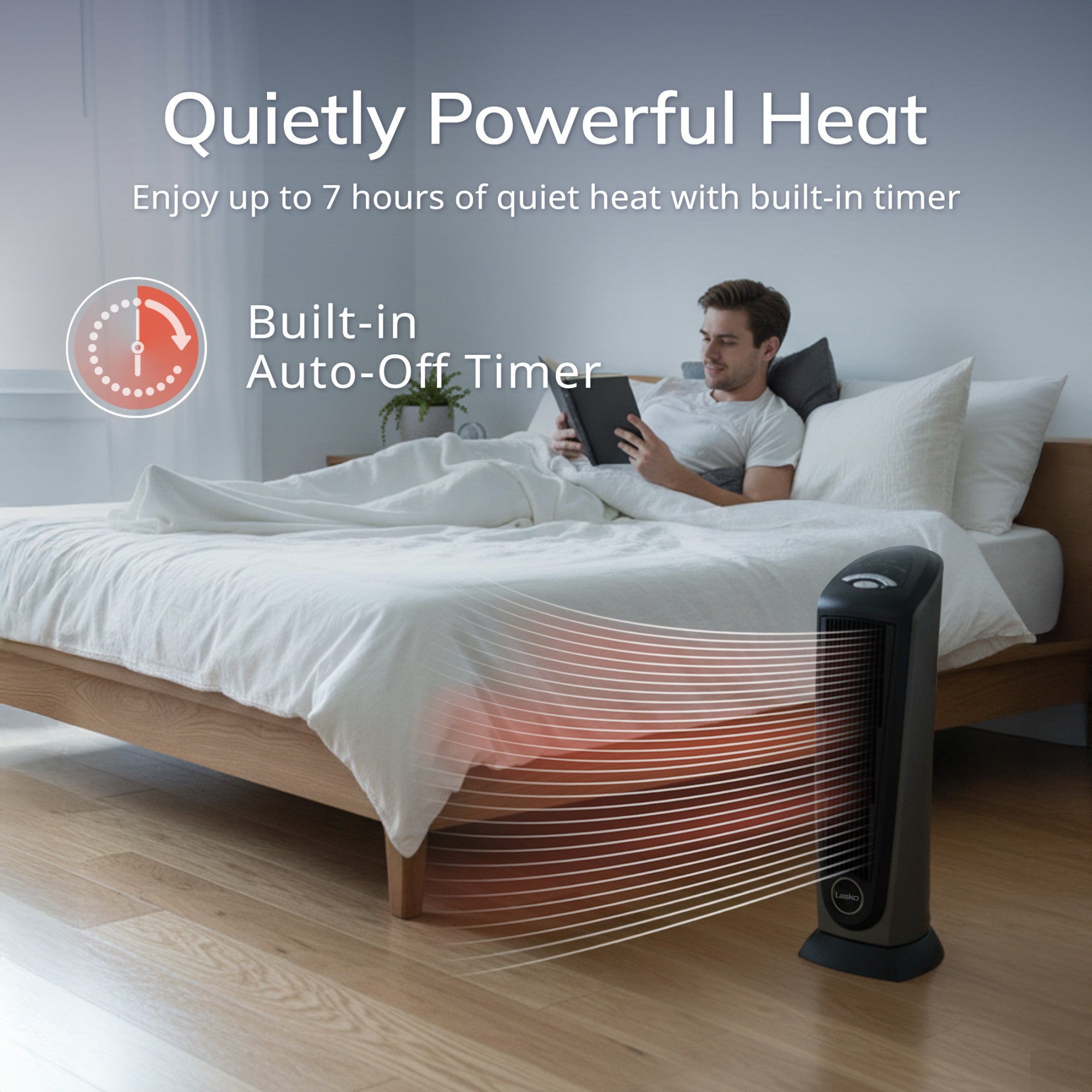 Lasko 23 Ceramic Tower Space Heater: Oscillating. 2 Heat Settings. Remote. Timer. Thermostat. Silver - Image 5