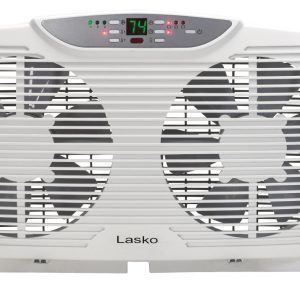 Lasko Twin Window Fan: 3-Speed. Electrically Reversible. Remote. White