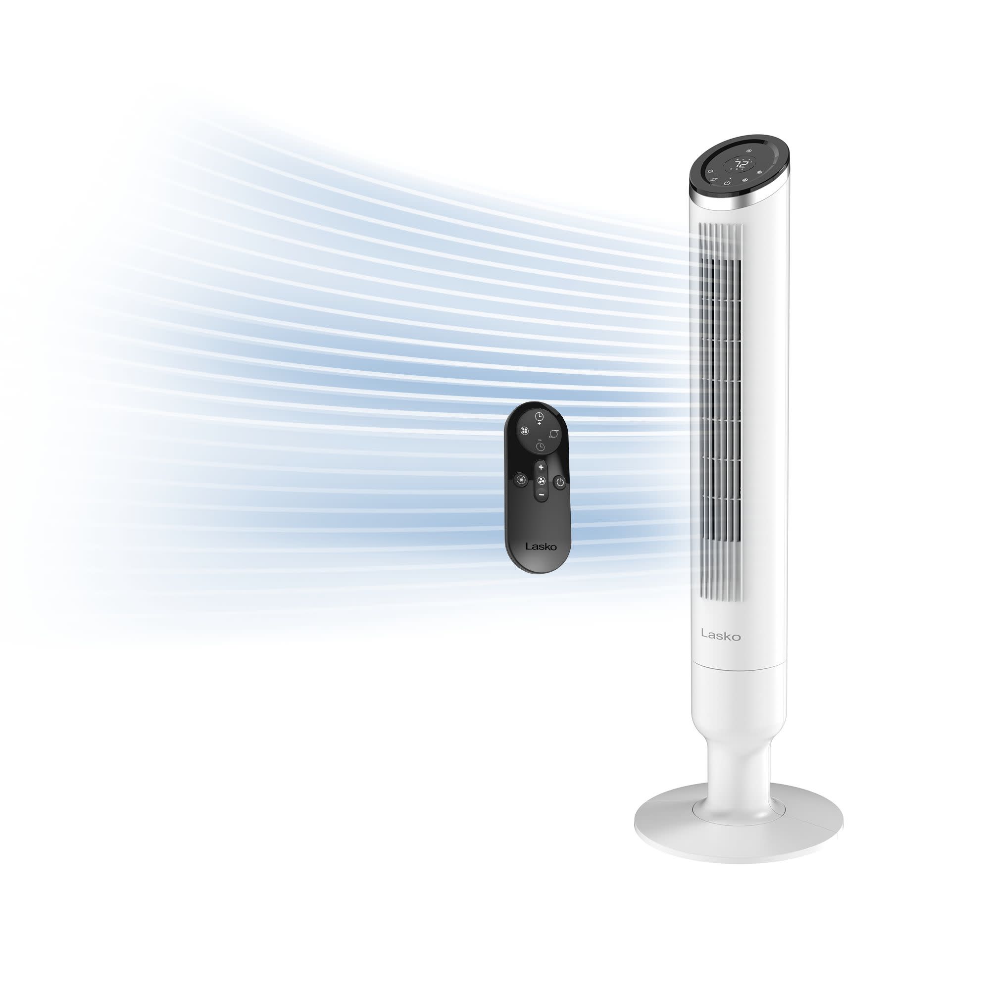 Lasko Apex 42 Tower Fan: Oscillating. 6-Speed. Remote. Timer. White
