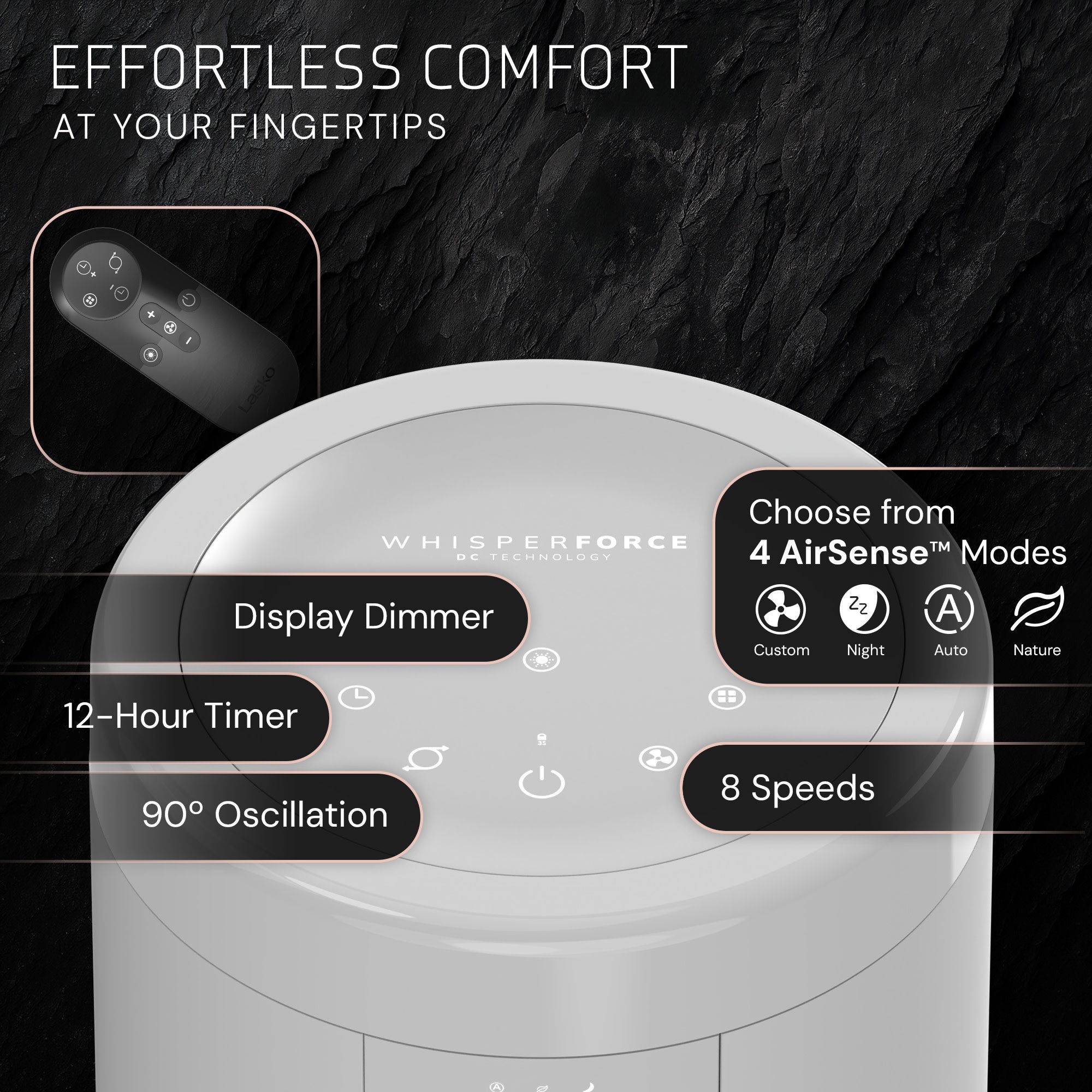 Lasko Elevation 54 DC Pedestal Tower Fan: Oscillating. 8-Speed. Remote. Gray - Image 7