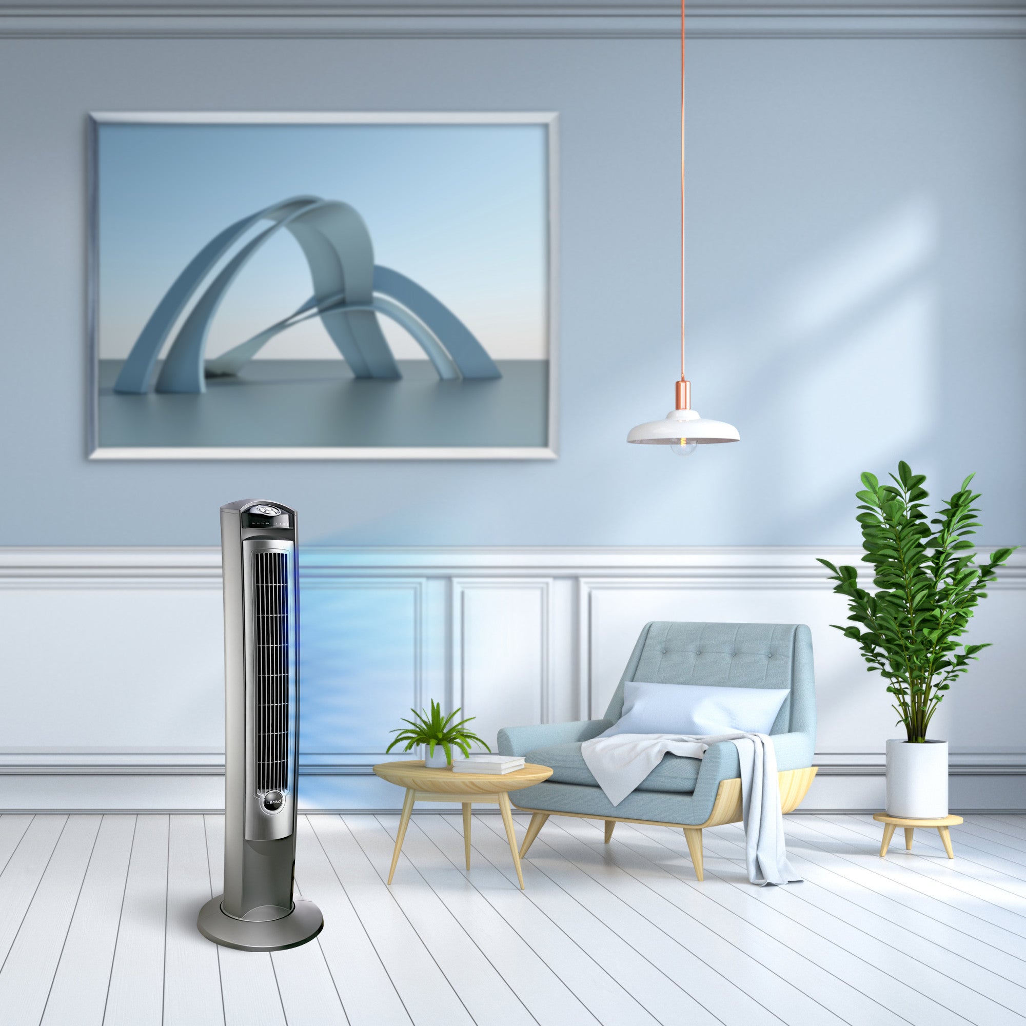 Lasko Wind Curve 42 Tower Fan: Oscillating. 3-Speed. Remote. Timer. Silver - Image 14