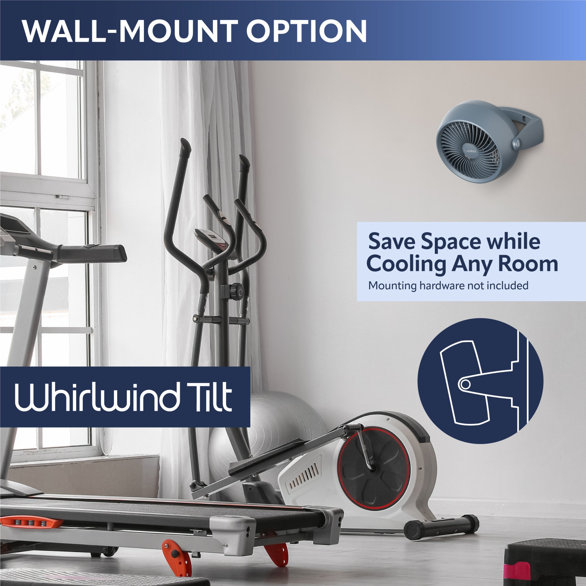 Lasko Whirlwind Tilt 12 Table Fan: Wall Mount. 3-Speed. Slate - Image 6