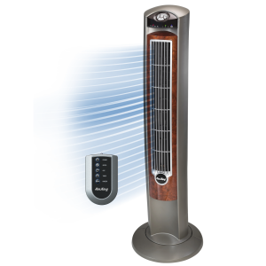 Air King Wind Curve 42 Tower Fan: Oscillating. 3-Speed. Remote. Ionizer. Brown