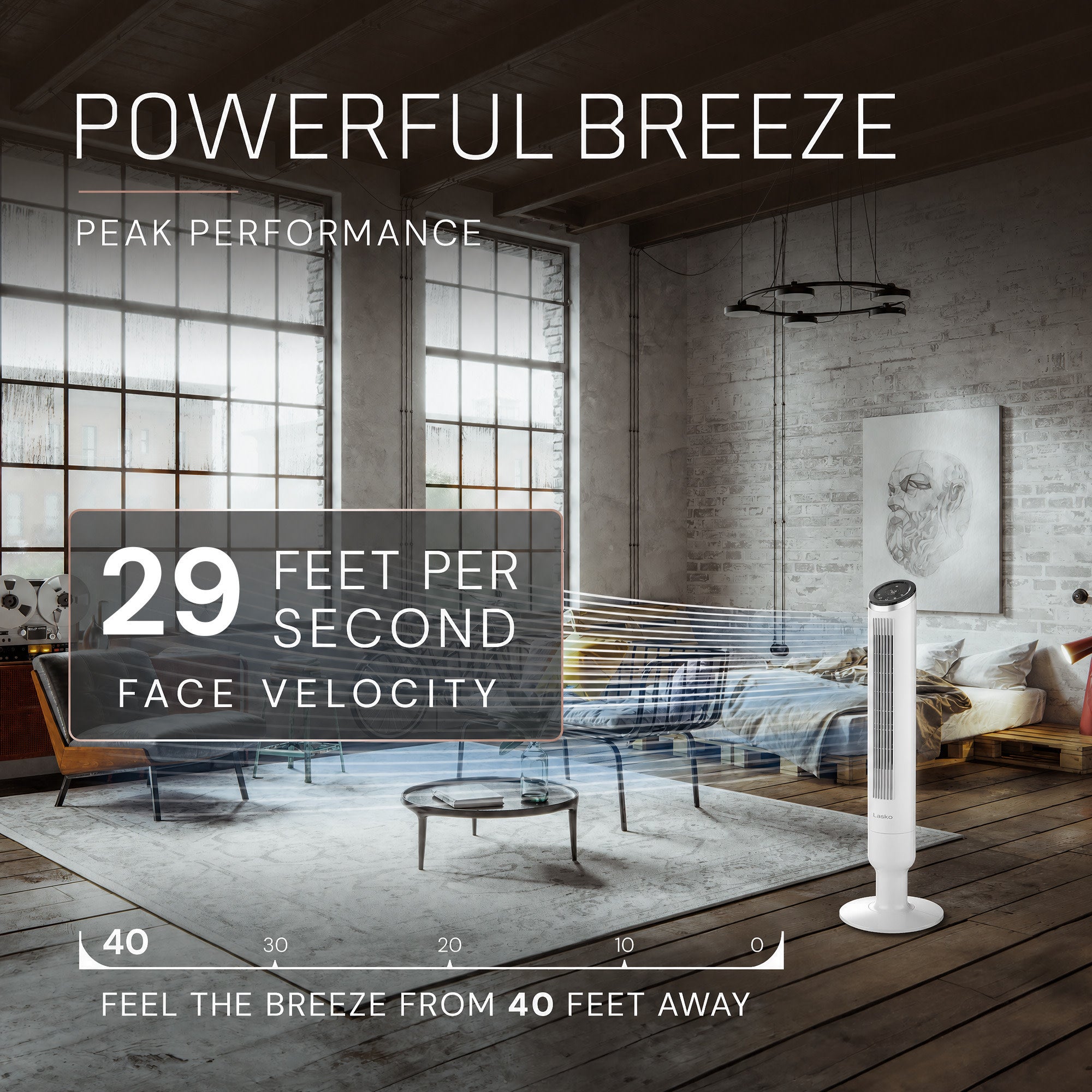 Lasko Apex 42 Tower Fan: Oscillating. 6-Speed. Remote. Timer. White - Image 3