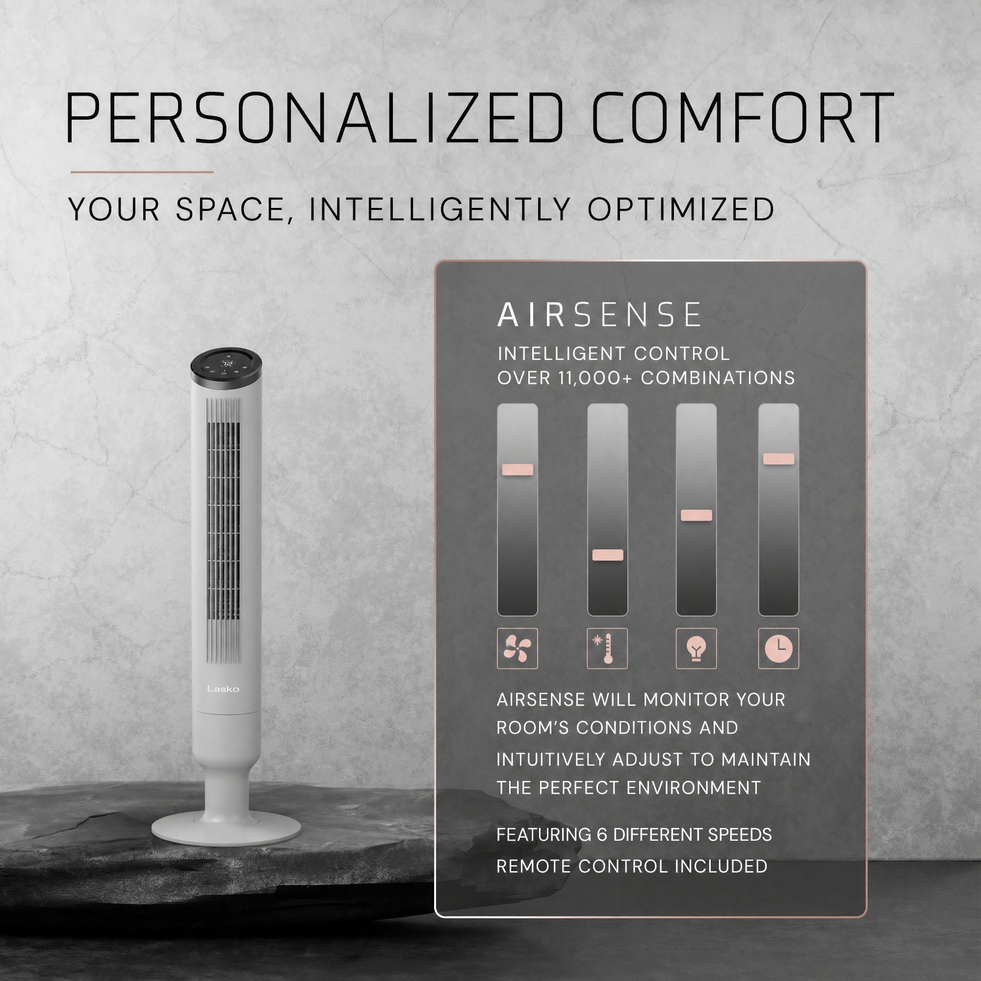 Lasko Apex 42 Tower Fan: Oscillating. 6-Speed. Remote. Timer. Gray - Image 6