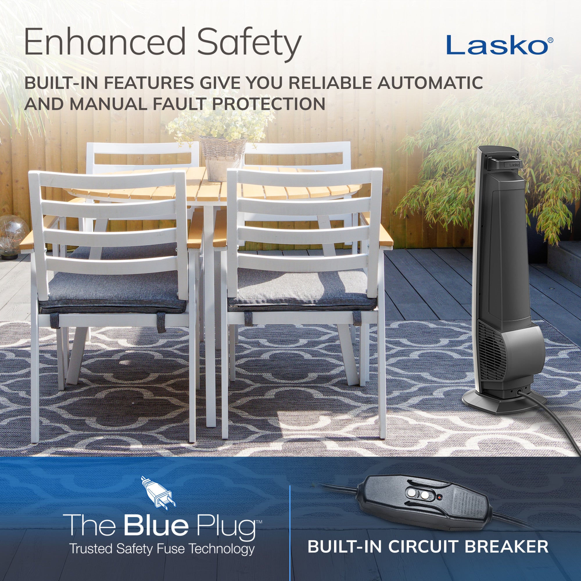 Lasko 42 Outdoor Tower Fan: Oscillating. 4-Speed. Brown - Image 6