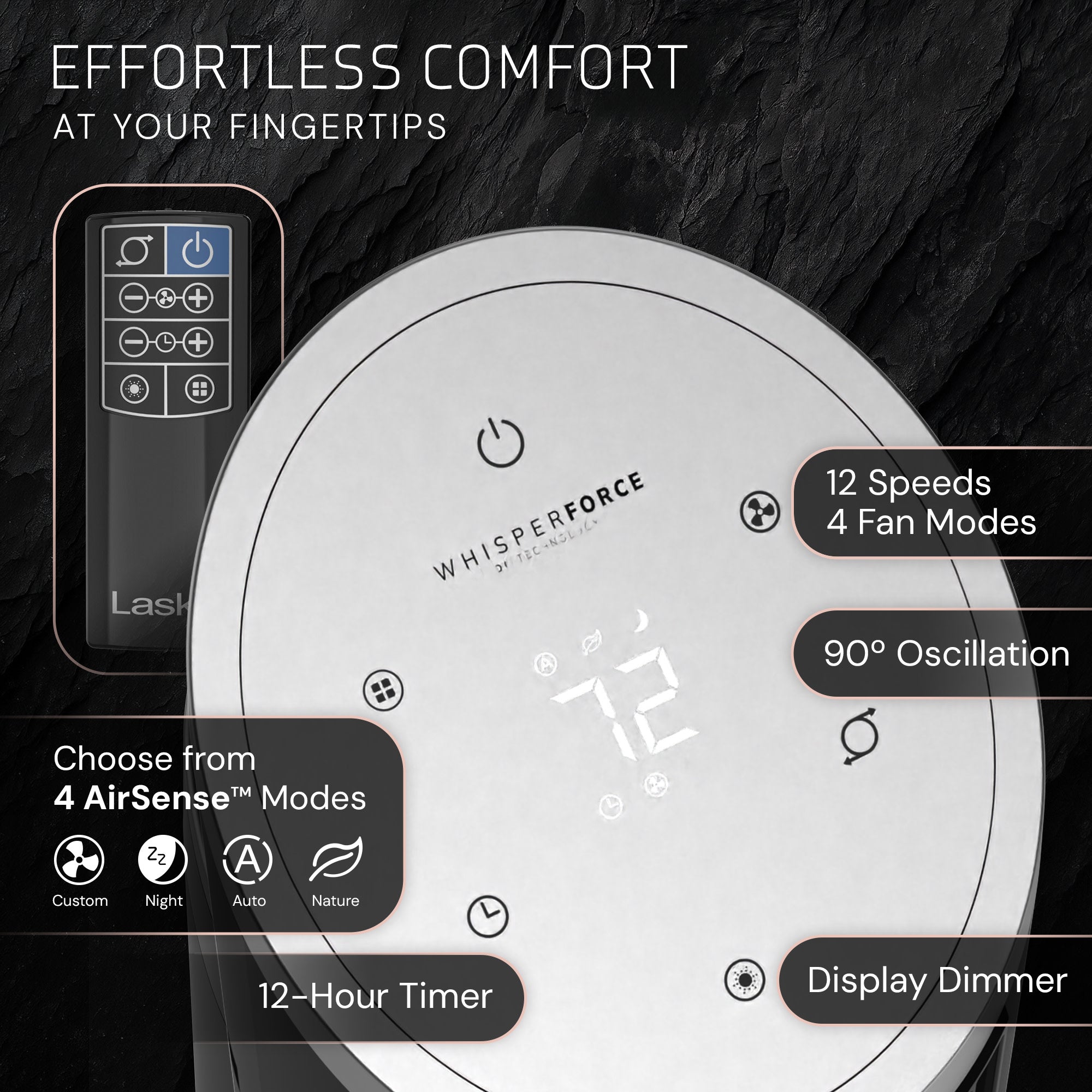 Lasko Ascend 36 DC Tower Fan: Oscillating. 12-Speed. Remote. Timer. Black - Image 7