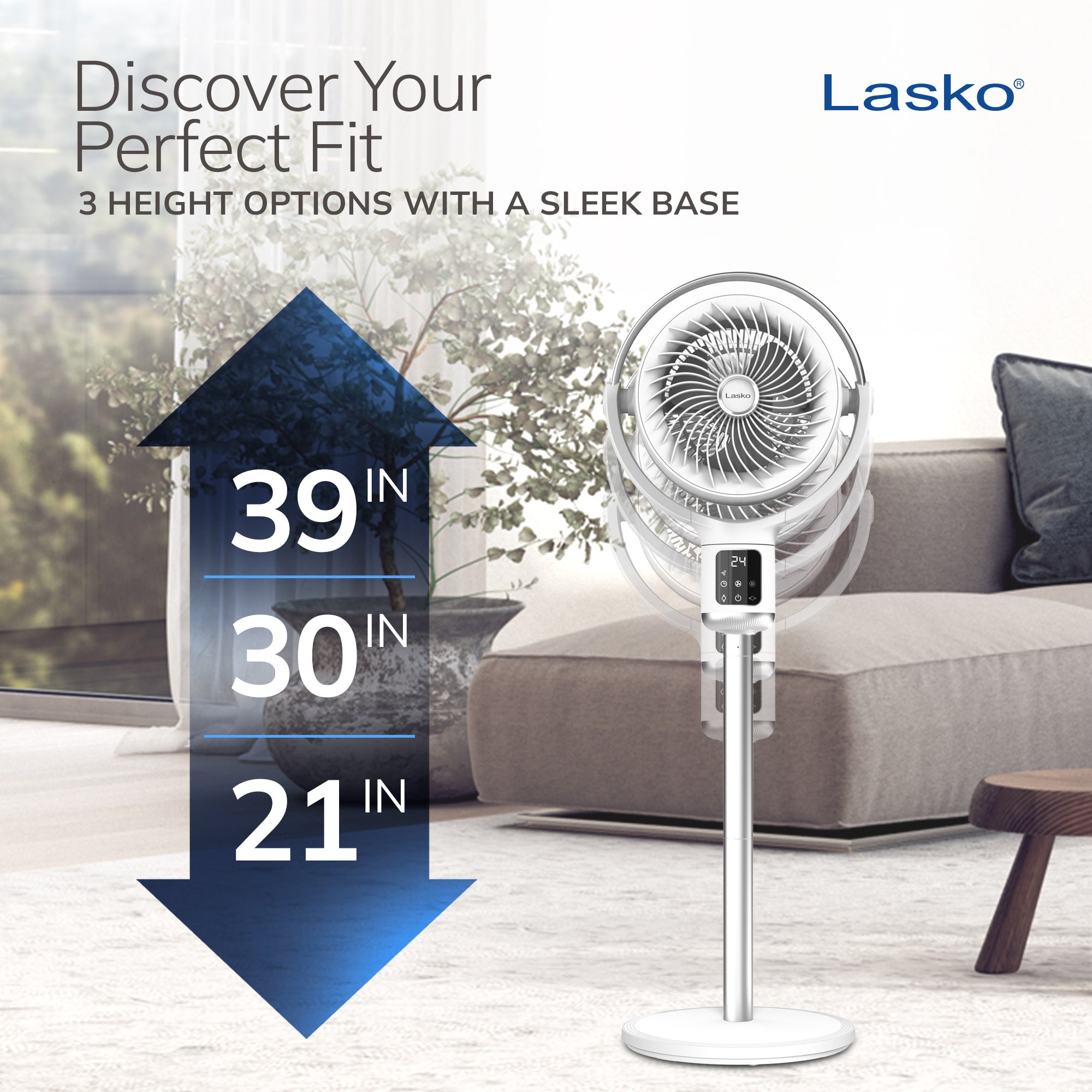 Lasko Whirlwind 7 DC Pedestal Fan: Dual Oscillation. 24-Speed. Remote. Timer. White - Image 8