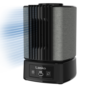Lasko SlumberBreeze 8 Table Fan with White Noise: Oscillating. 2-Speed. Black