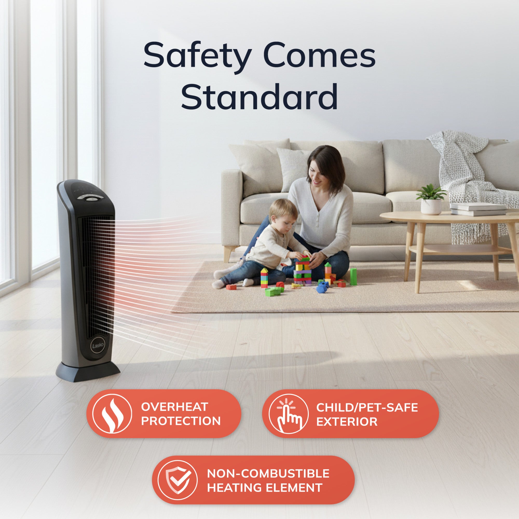 Lasko 23 Ceramic Tower Space Heater: Oscillating. 2 Heat Settings. Remote. Timer. Thermostat. Silver - Image 7