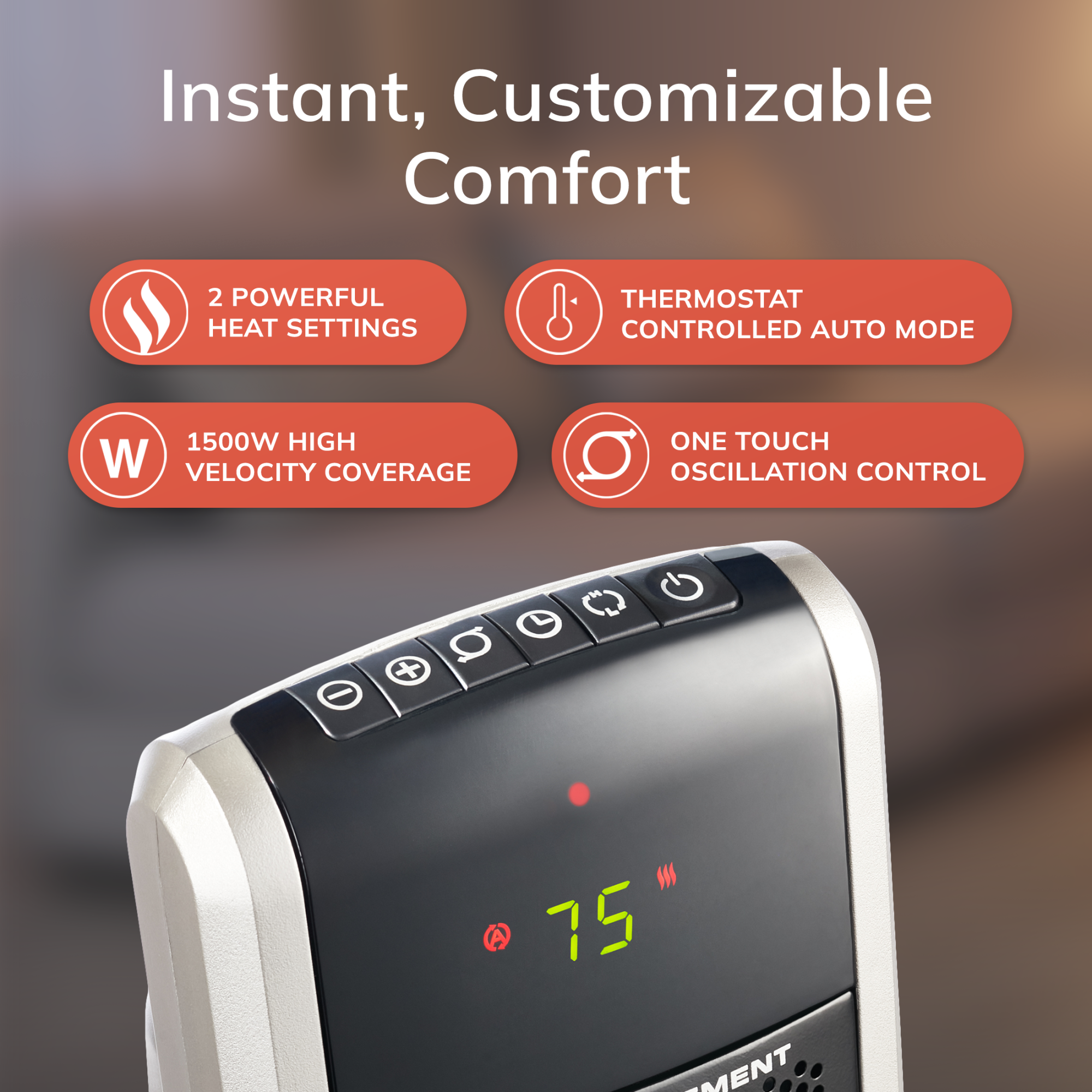 Lasko 29 Ceramic Tower Space Heater: Oscillating. 2 Heat Settings. Remote. Timer. Thermostat. Black - Image 5