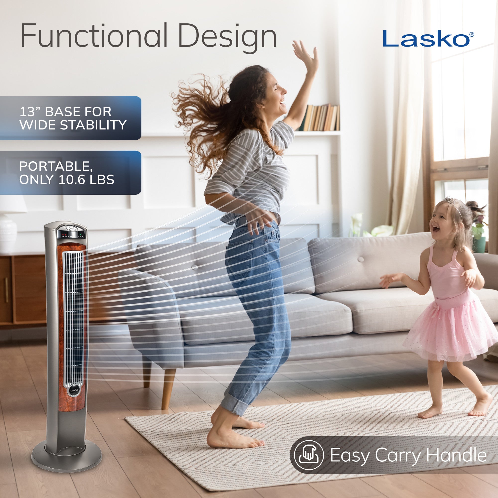 Lasko Wind Curve 42 Tower Fan: Oscillating. 3-Speed. Remote. Timer. Gray - Image 6