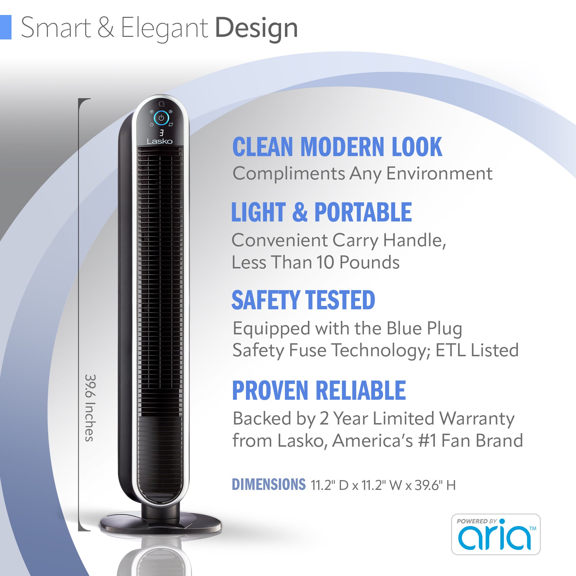 Lasko 40 Smart Tower Fan: Oscillating. 5-Speed. Timer. Wi-Fi. Black - Image 5