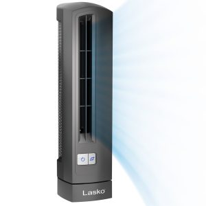 Lasko Air Stik 14 Ultra Slim Table Fan: Oscillating. 2-Speed. Gray