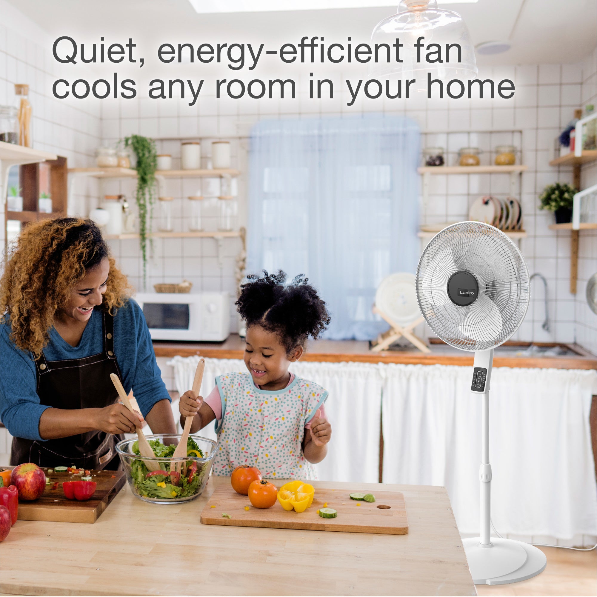 Lasko 16 Pedestal Fan: Oscillating. 4-Speed. Remote. Timer. Thermostat. White - Image 3