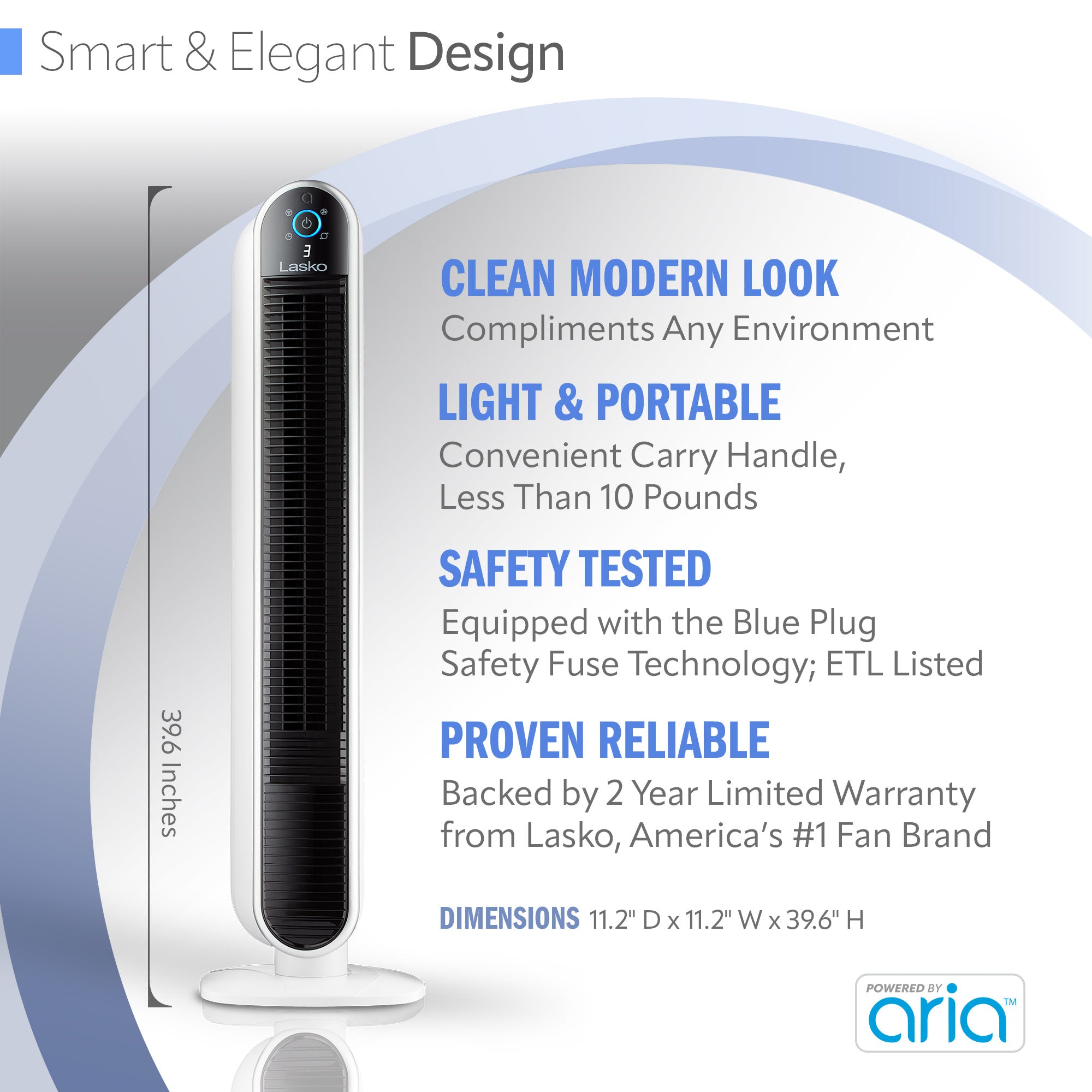 Lasko 40 Smart Tower Fan: Oscillating. 5-Speed. Timer. Wi-Fi. White - Image 5
