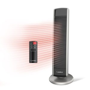 Lasko 29 Ceramic Tower Space Heater: Oscillating. 2 Heat Settings. Remote. Timer. Thermostat. Black