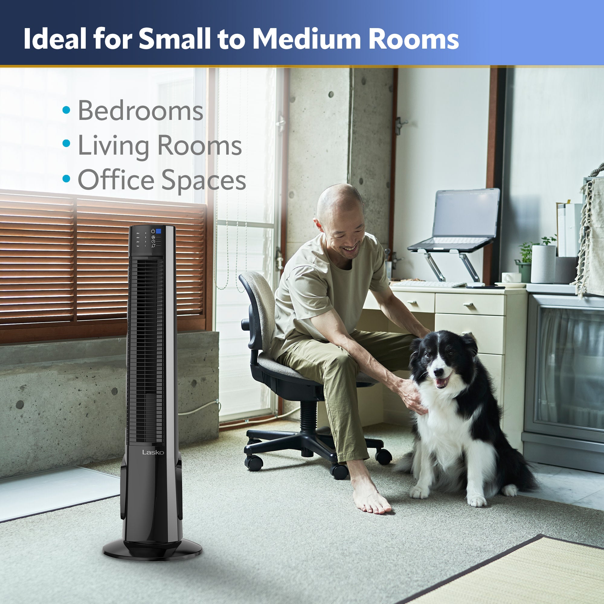 Lasko 38 Hybrid Tower Fan: Oscillating. 4-Speed. Remote. Timer. Black - Image 7