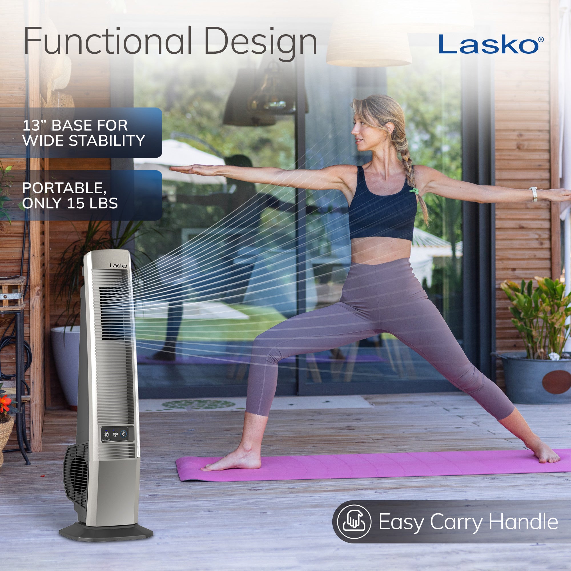 Lasko 42 Outdoor Tower Fan: Oscillating. 4-Speed. Brown - Image 4