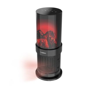 Lasko 20 Fireplace Ceramic Tower Space Heater: Oscillating. 2 Heat Settings. Timer. Tip-Over Switch. Black