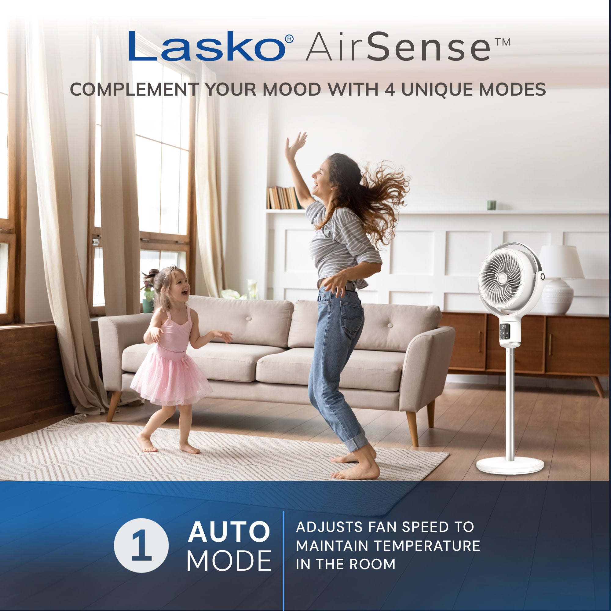 Lasko Whirlwind 7 DC Pedestal Fan: Dual Oscillation. 24-Speed. Remote. Timer. White - Image 6