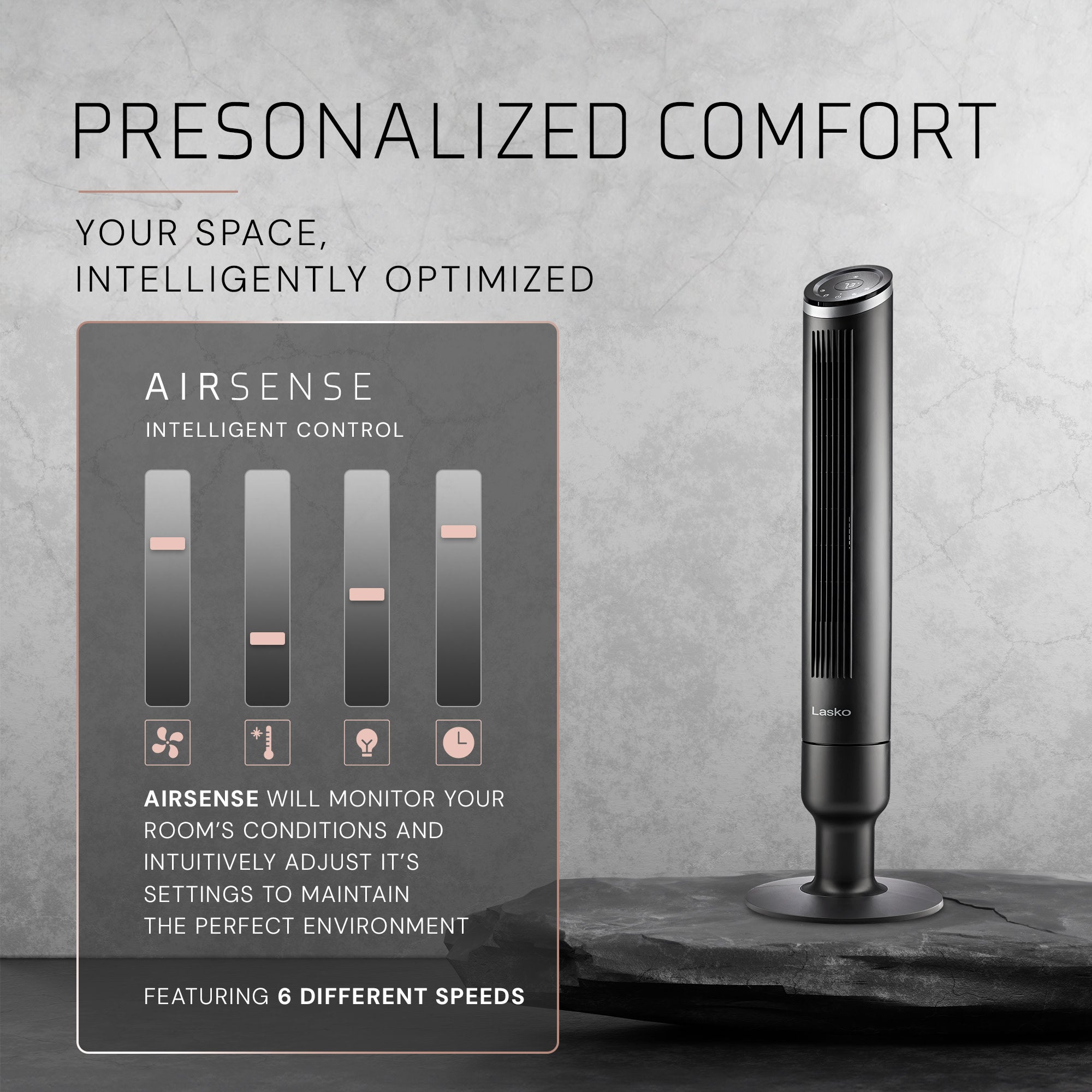 Lasko Apex 42 Tower Fan: Oscillating. 6-Speed. Remote. Timer. Black - Image 6