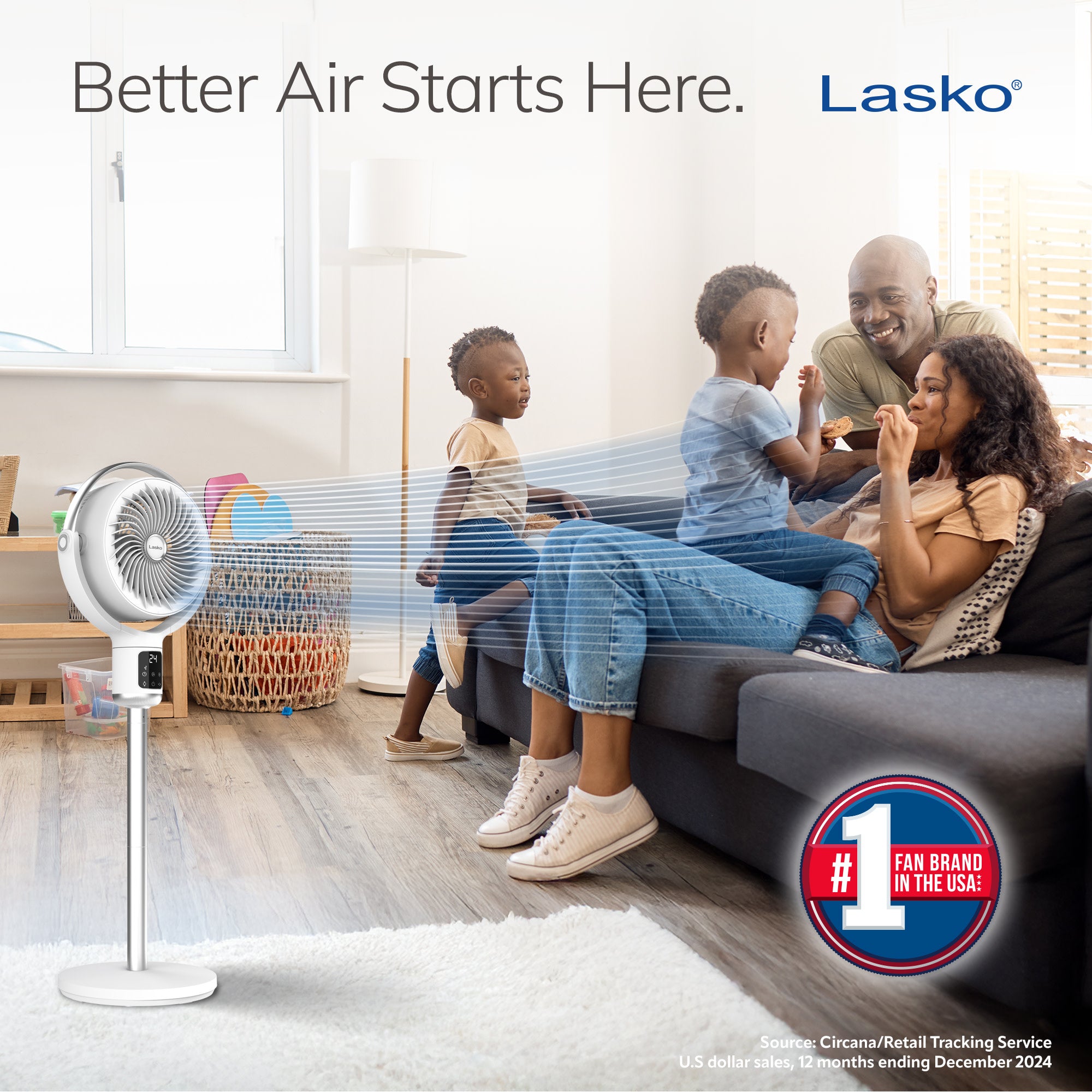 Lasko Whirlwind 7 DC Pedestal Fan: Dual Oscillation. 24-Speed. Remote. Timer. White - Image 2