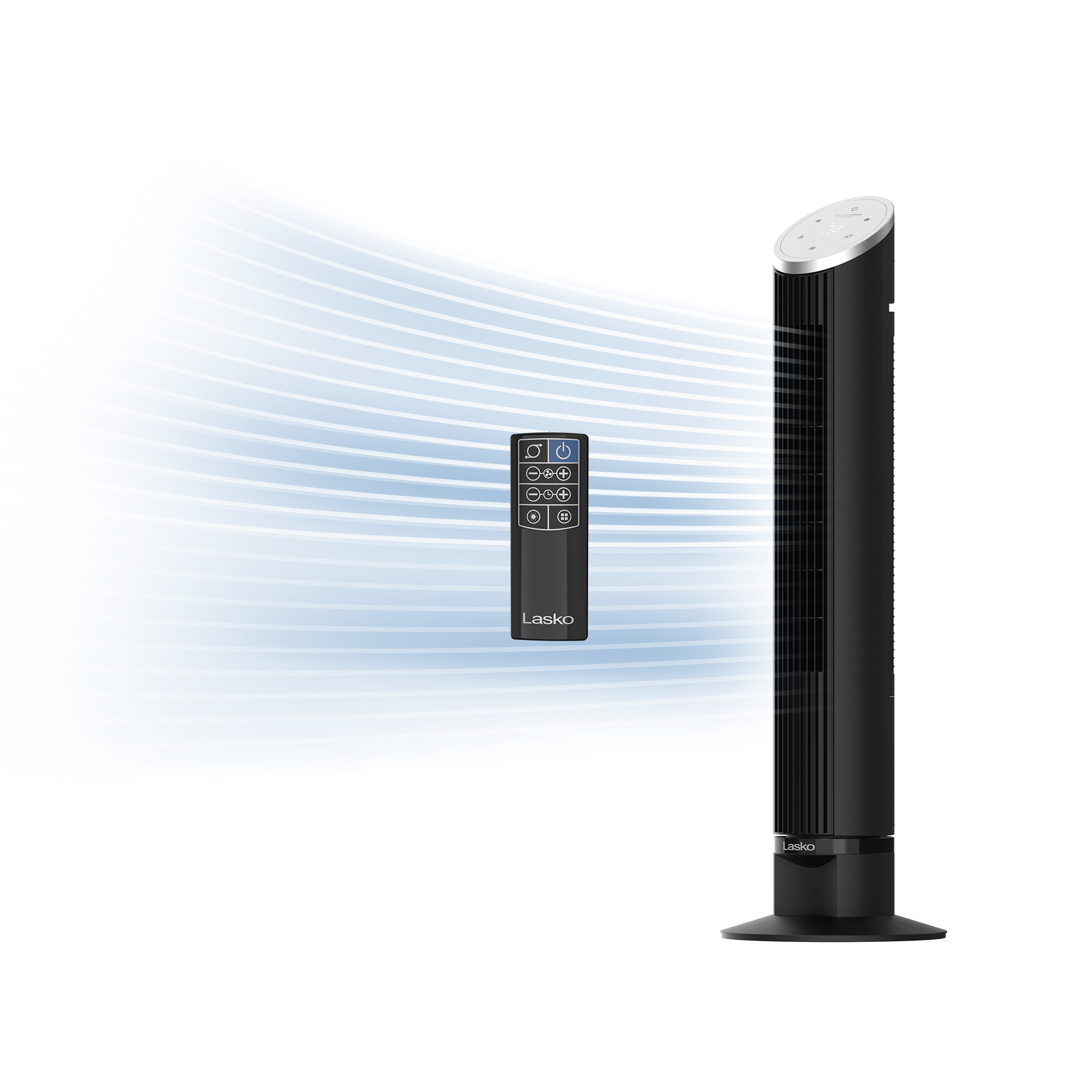 Lasko Ascend 36 DC Tower Fan: Oscillating. 12-Speed. Remote. Timer. Black