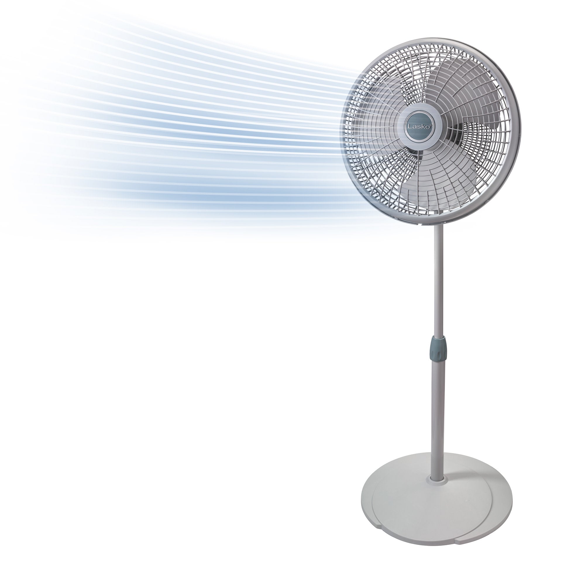Lasko 16 Pedestal Fan: Oscillating. 3-Speed. Adjustable Height. Gray
