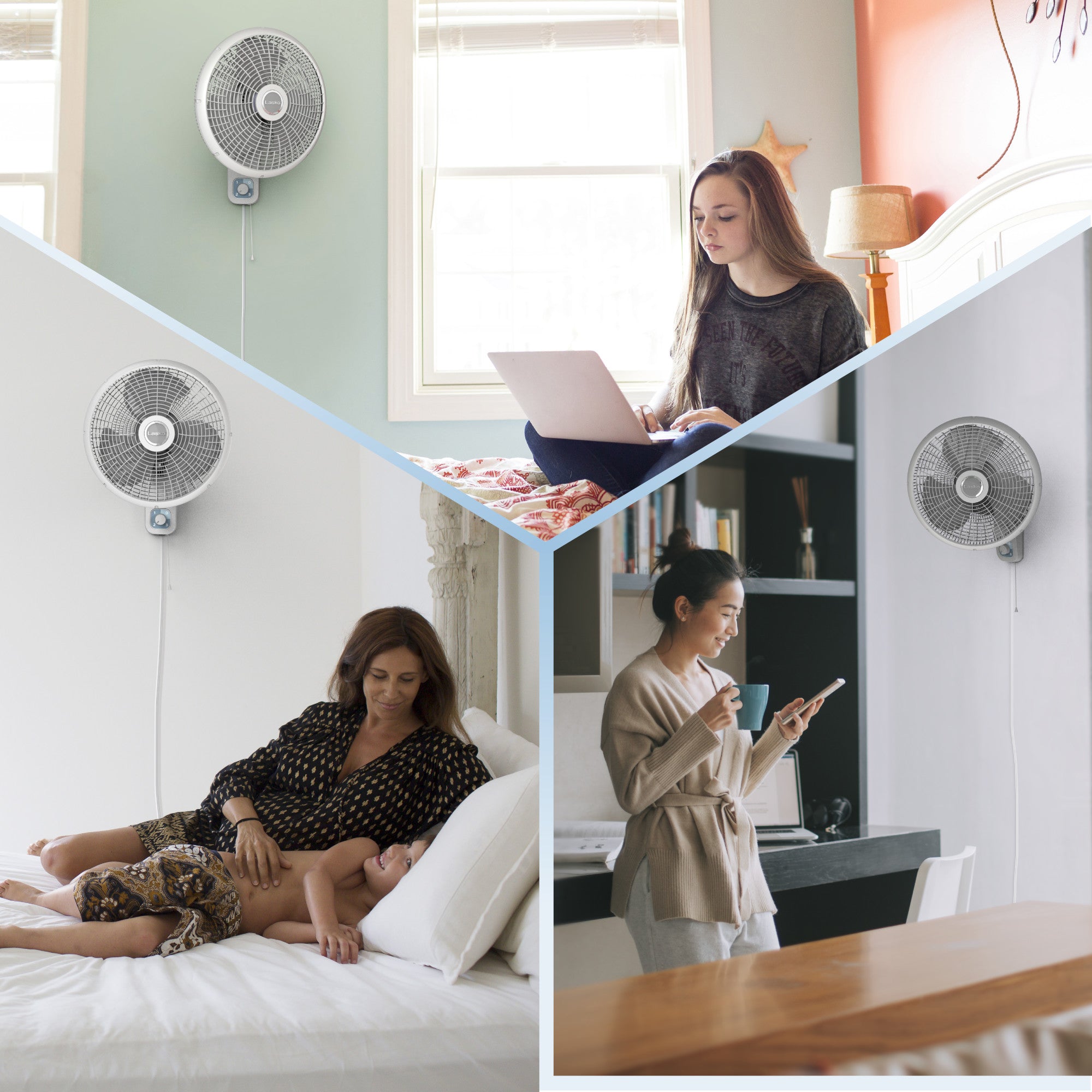 Lasko 16 Wall Mount Fan: Oscillating. 3-Speed. Tilting Head. White - Image 7