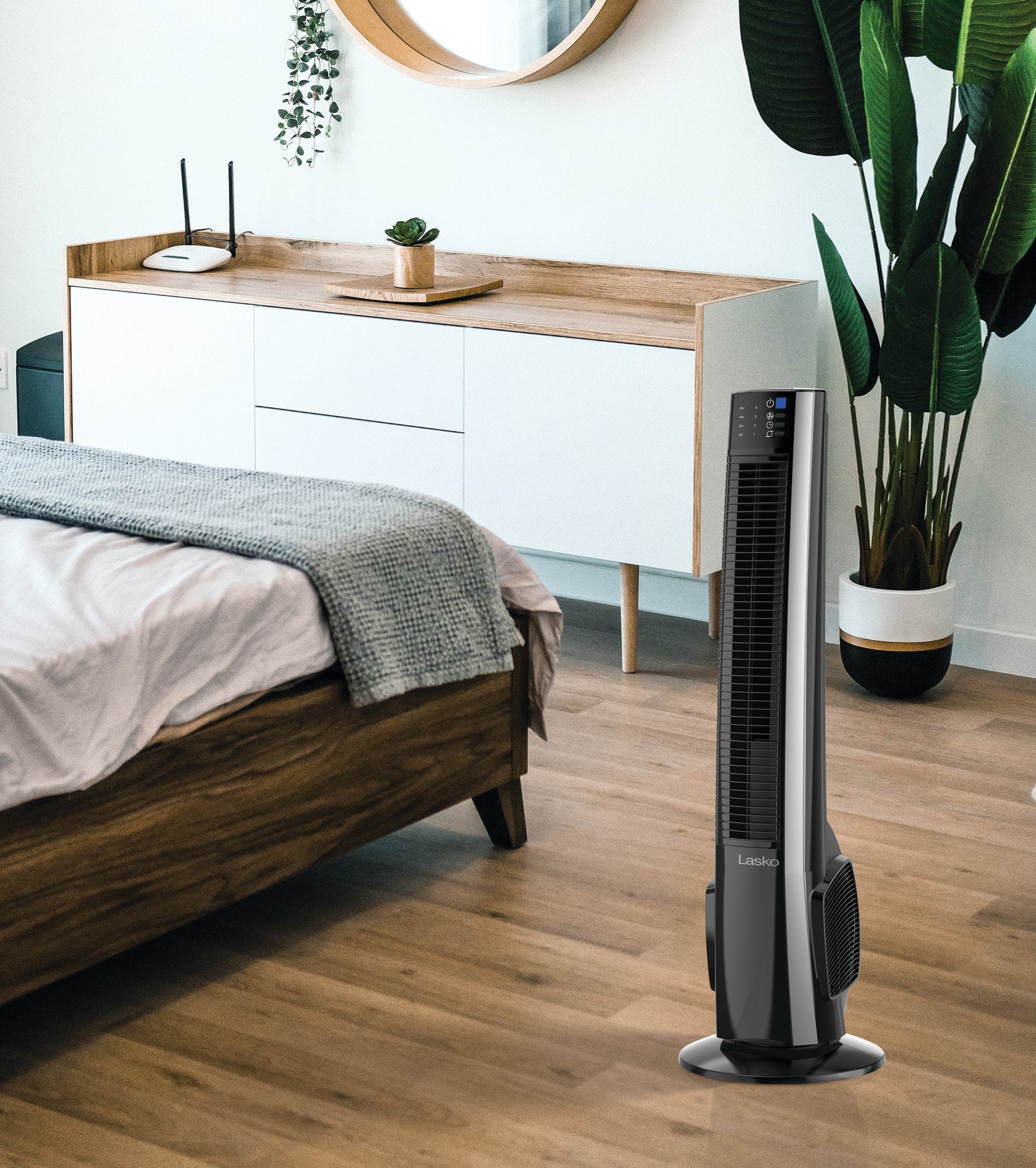 Lasko 38 Hybrid Tower Fan: Oscillating. 4-Speed. Remote. Timer. Black - Image 13