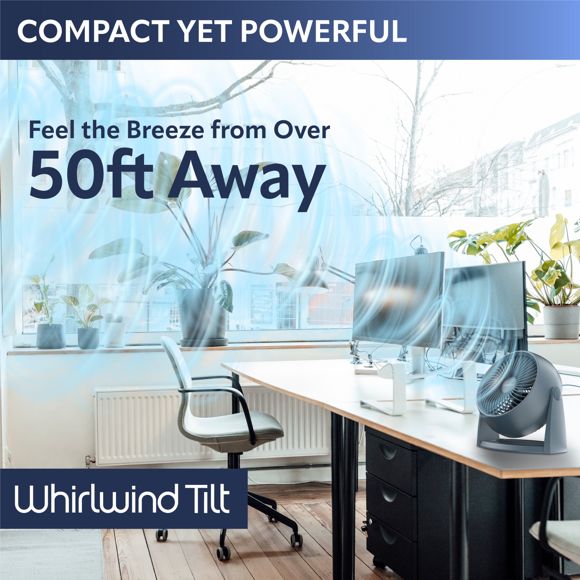 Lasko Whirlwind Tilt 12 Table Fan: Wall Mount. 3-Speed. Slate - Image 2