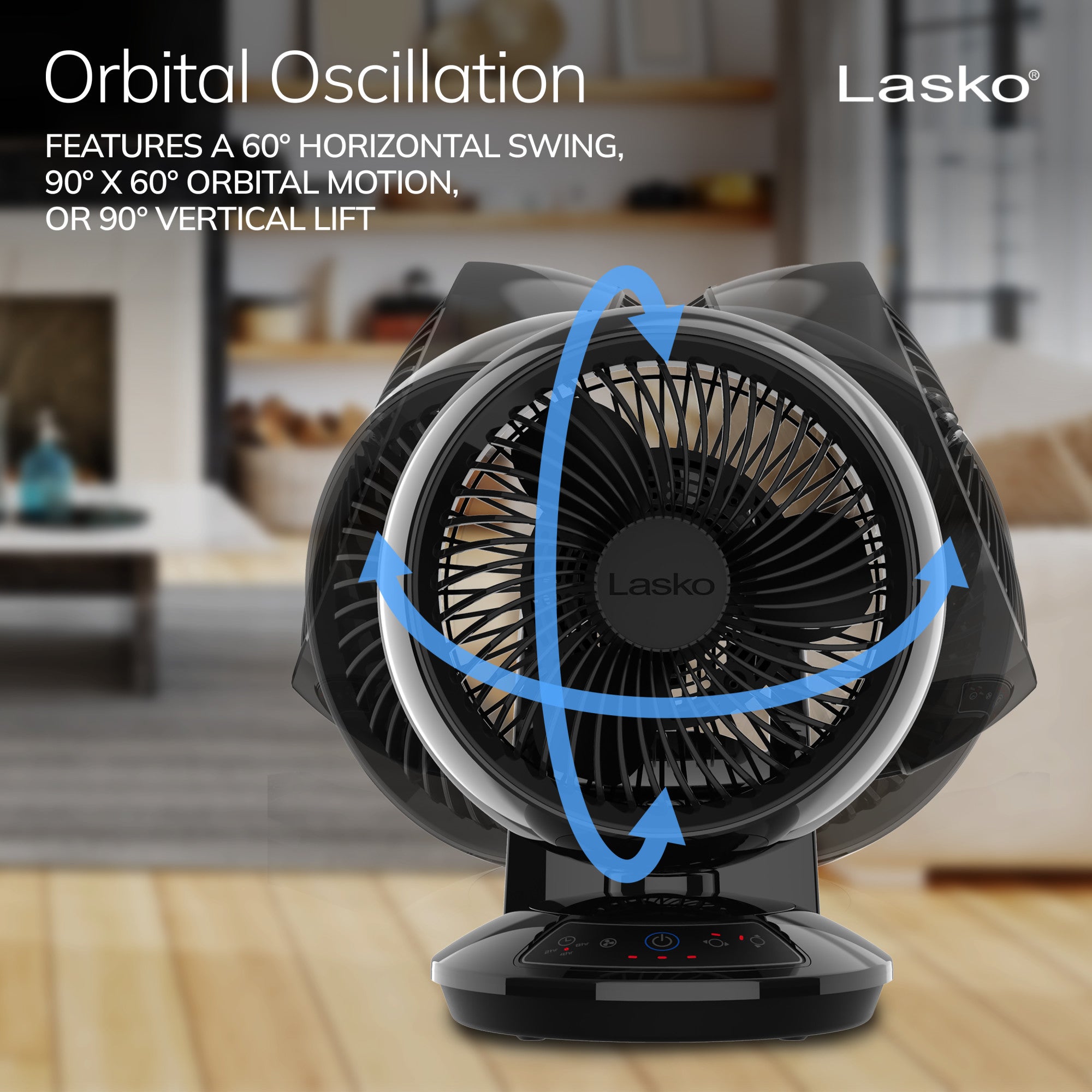 Lasko Whirlwind 7 Table Fan: Dual Oscillation. 3-Speed. Remote. Black - Image 3