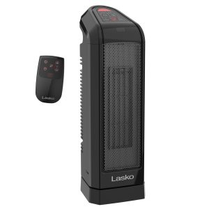 Lasko 16 Ceramic Tower Space Heater: Oscillating. 2 Heat Settings. Remote. Timer. Thermostat. Black