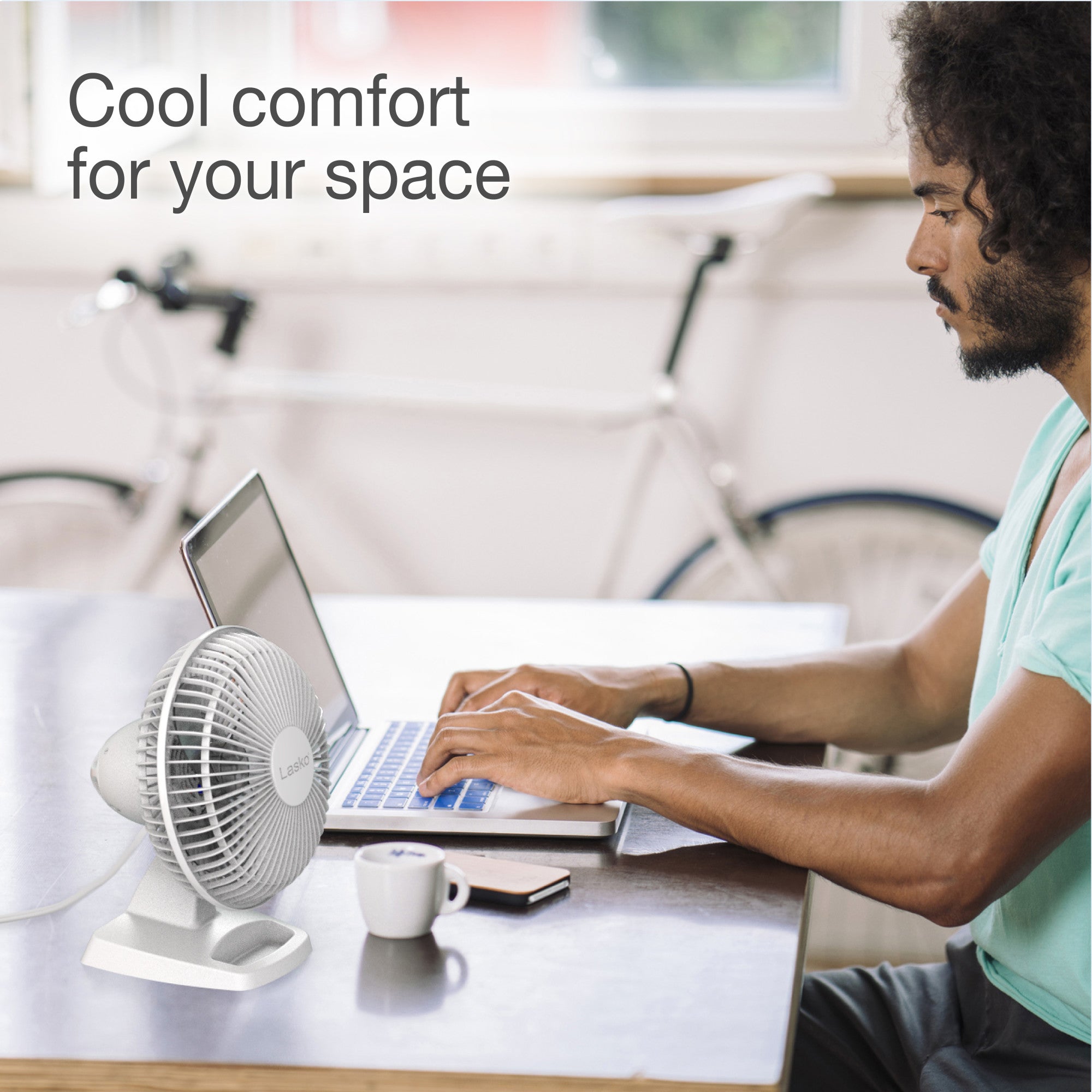 Lasko 6 Personal Table Fan: 2-Speed. Tilting Head. Storage Tray. White - Image 3