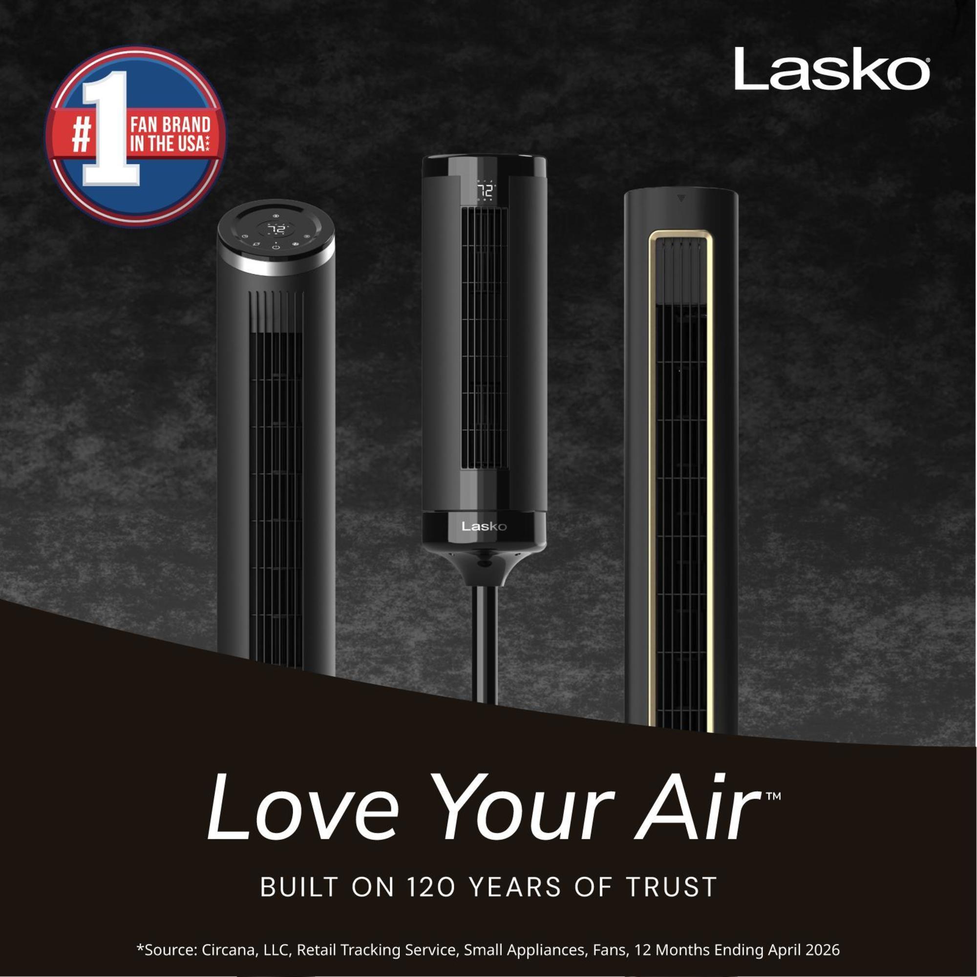 Lasko Elevation 54 DC Pedestal Tower Fan: Oscillating. 8-Speed. Remote. Black - Image 2
