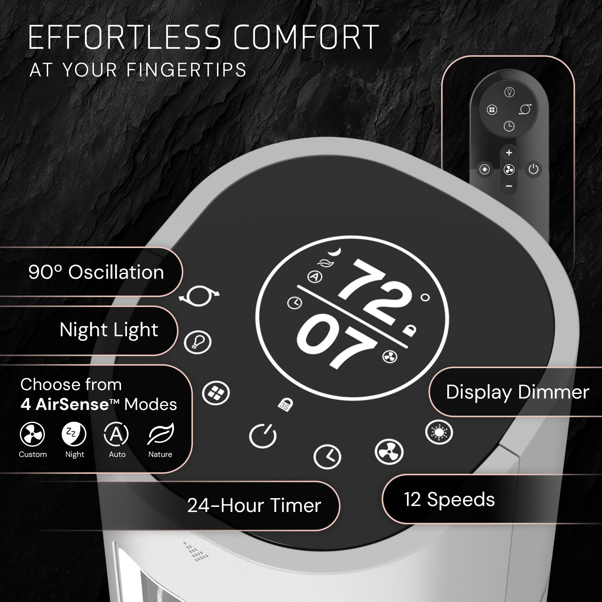 Lasko Pinnacle 40 DC Tower Fan: Oscillating. 12-Speed. Remote. Timer. Gray - Image 7
