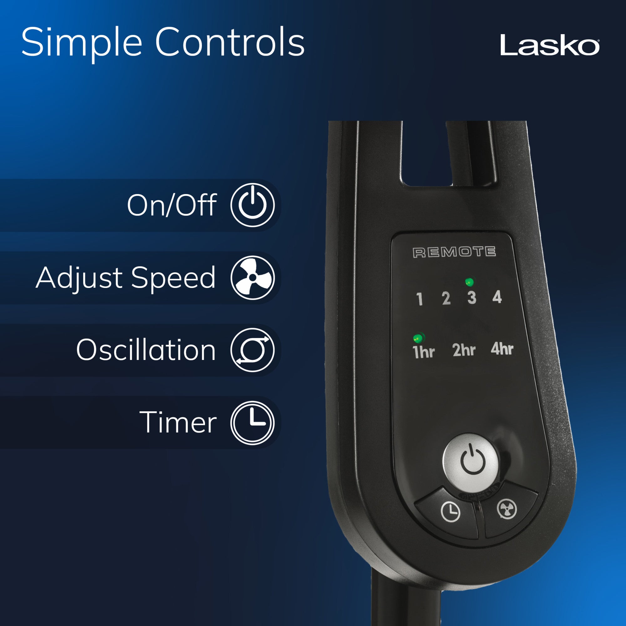 Lasko 20 Pedestal Fan: Oscillating. 4-Speed. Remote. Timer. Black - Image 4