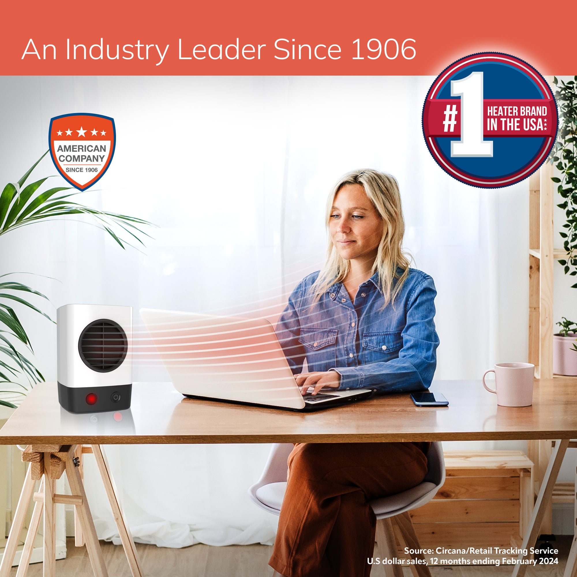 Lasko MyHeat Mini 6 Personal Ceramic Space Heater: 400W. 1 Heat Setting. White - Image 2