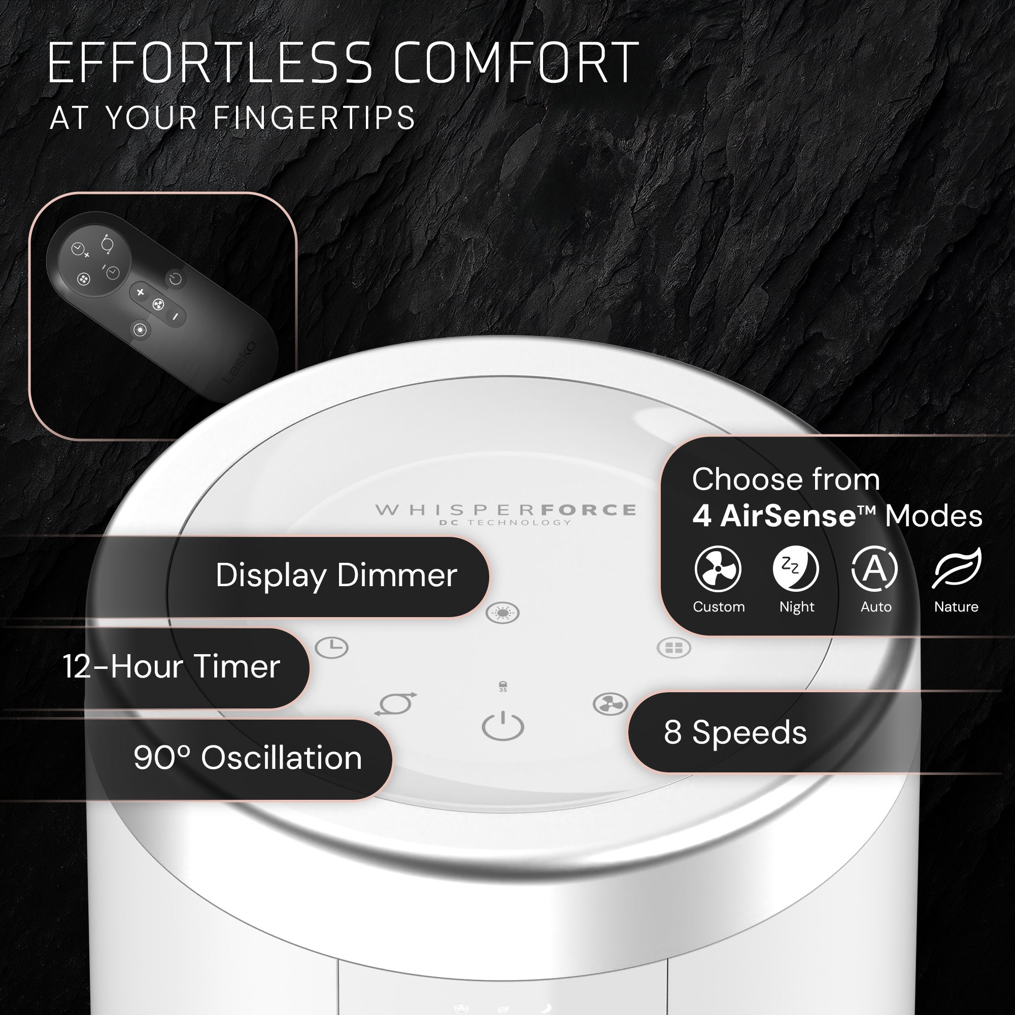 Lasko Elevation 54 DC Pedestal Tower Fan: Oscillating. 8-Speed. Remote. White - Image 7